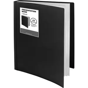 Presentation Binder 48-Pocket, Displays 96 Pages, 8.5x11 Portfolio Binder with Plastic Sleeves, Storage and Organizer for Documents, Photos,  Artwork, Projects, Recipes (Black)