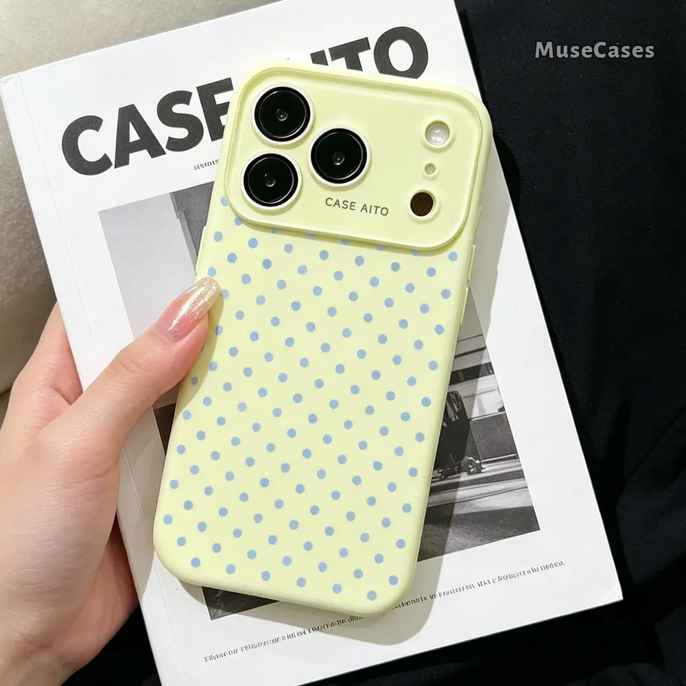 Polka Dot phone case for iPhone 17 16 15 14 13 12 11 Pro Max Plus Air, Macaron Color TPU Soft cover with Full Camera Protection, Cute Protective Anti-Scratch Drop-Resistant Lightweight Trendy Gift Idea SCFYG260729004