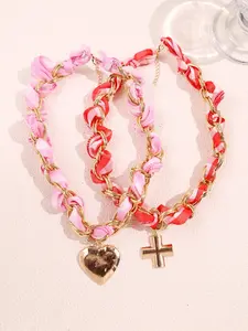 A set of two exaggerated, elegant, fashionable, personalized, and creative scarves wrapped around a heart-shaped cross pendant, suitable for women's necklaces, perfect for beach vacations and daily wear, as well as women's jewelry