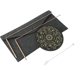 Copper Dowsing Rods - 2PCS Divining Rods+Dowsing Pendulum + Divination Mat- for Ghost Hunting Tools, Divining Water, Treasure, Buried Items Etc (5, Black)