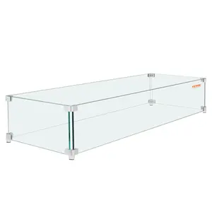 Father's Day Gift Spring new arrivals Gas Fire Pit Wind Guard for Square Fire Table, 23.5 x 7.5 x 6.5 inch Clear Tempered Wind Guard for Firepits, 0.31 inch Thick Square Glass Shield, Glass Panel with Hard Corner Bracket & Feet