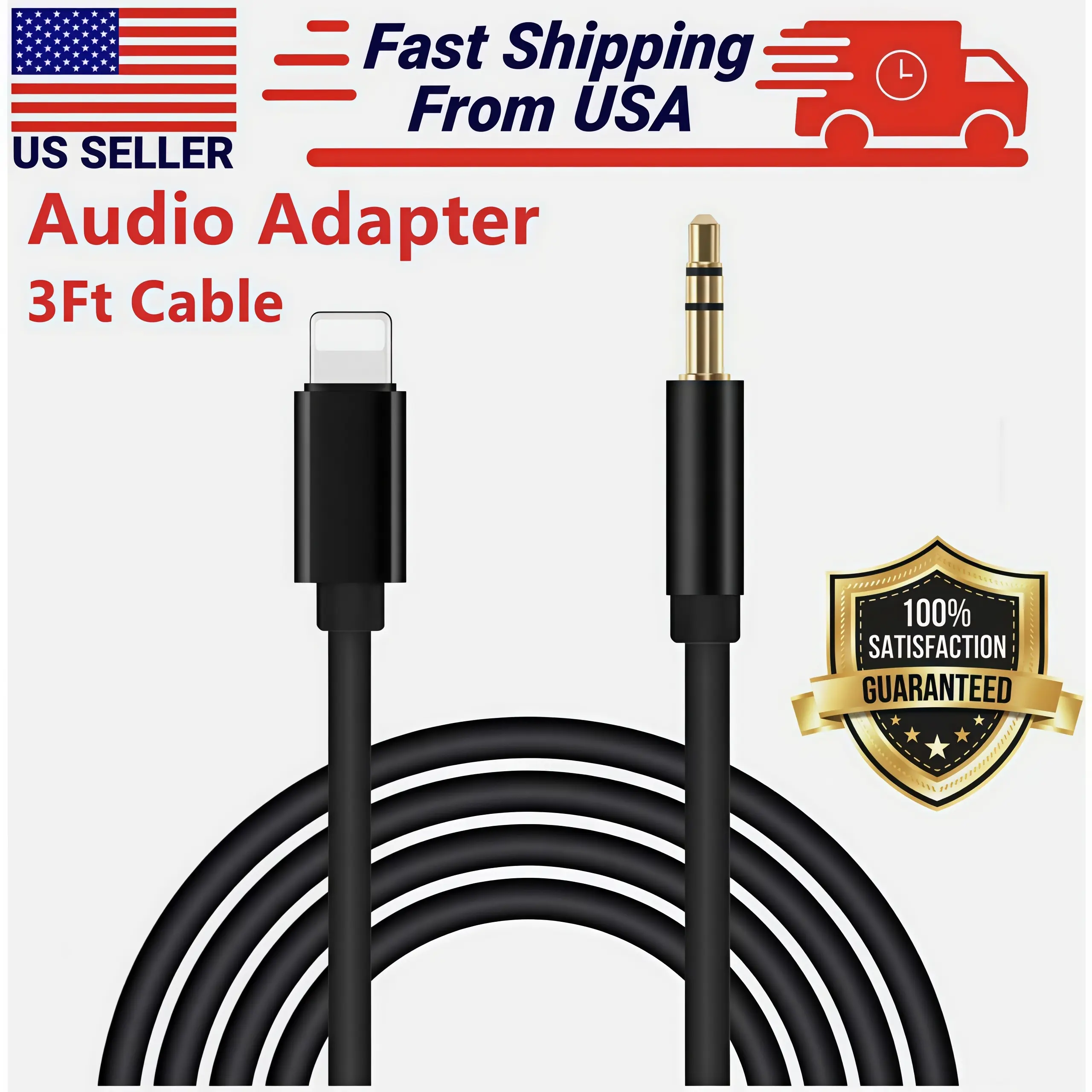 AUX Cord for iPhone, Audio Cable,For iPhone 7 8 X XR 11 12 13 Pro Max 8 Pin to 3.5mm AUX Audio Car Adapter Cord,Headphone Jack Adapter Male Aux Stereo Audio Cable Compatible