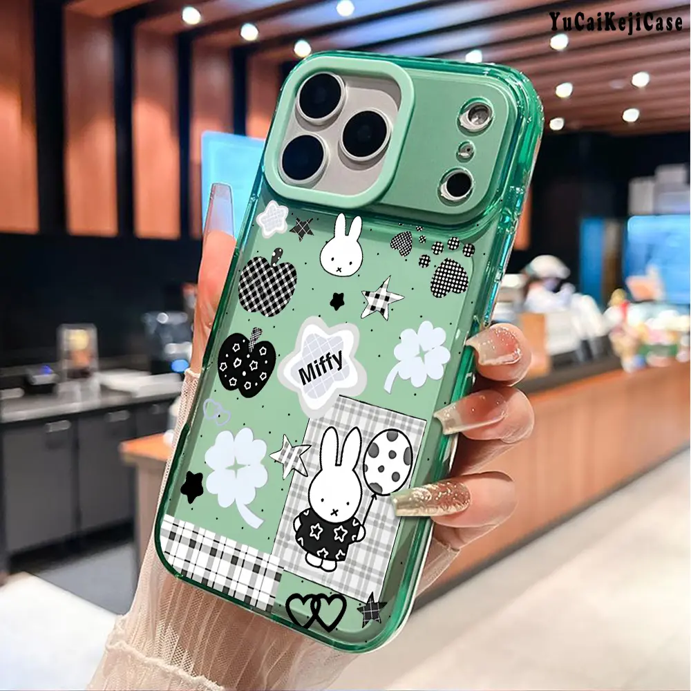 Cartoon Cute Kawaii Miffy  pattern color TPU Phone Case for iPhone 17 Air 16 Plus 15 Pro Max 14 Plus 13 12 11 Pro Max Festive Design Non-Yellowing Shockproof Protection Soft Silicone Fashion Transparent Cover Cellphone Protective Smartphone