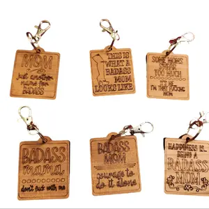 Real Barn Wood Bad Ass Mama Keychain - Costume Jewelry & Accessories