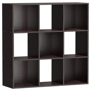 ZENSTYLE 9 Cube Storage Organizer Wooden Bookshelf Display W/5 Removable Back Panel Brown