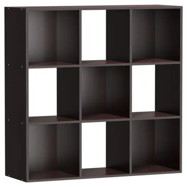 ZENSTYLE Durable MDF Wooden 9-Cube Storage Organizer - Indoor Furniture Shelves with 5 Removable Back Panels, Space-Saver Closet Storage Cabinet, Brown Living Room/Bathroom Decor Display, Shelf Board