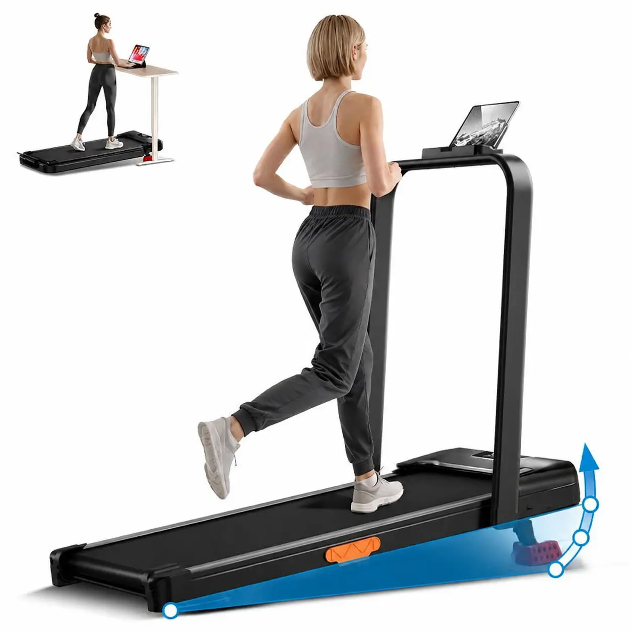Umay Incline Treadmill, Incline Walking Pad Treadmill with 300 LBS Capacity for Home and Office，Summer wins Home Workout Machine treadmills for home