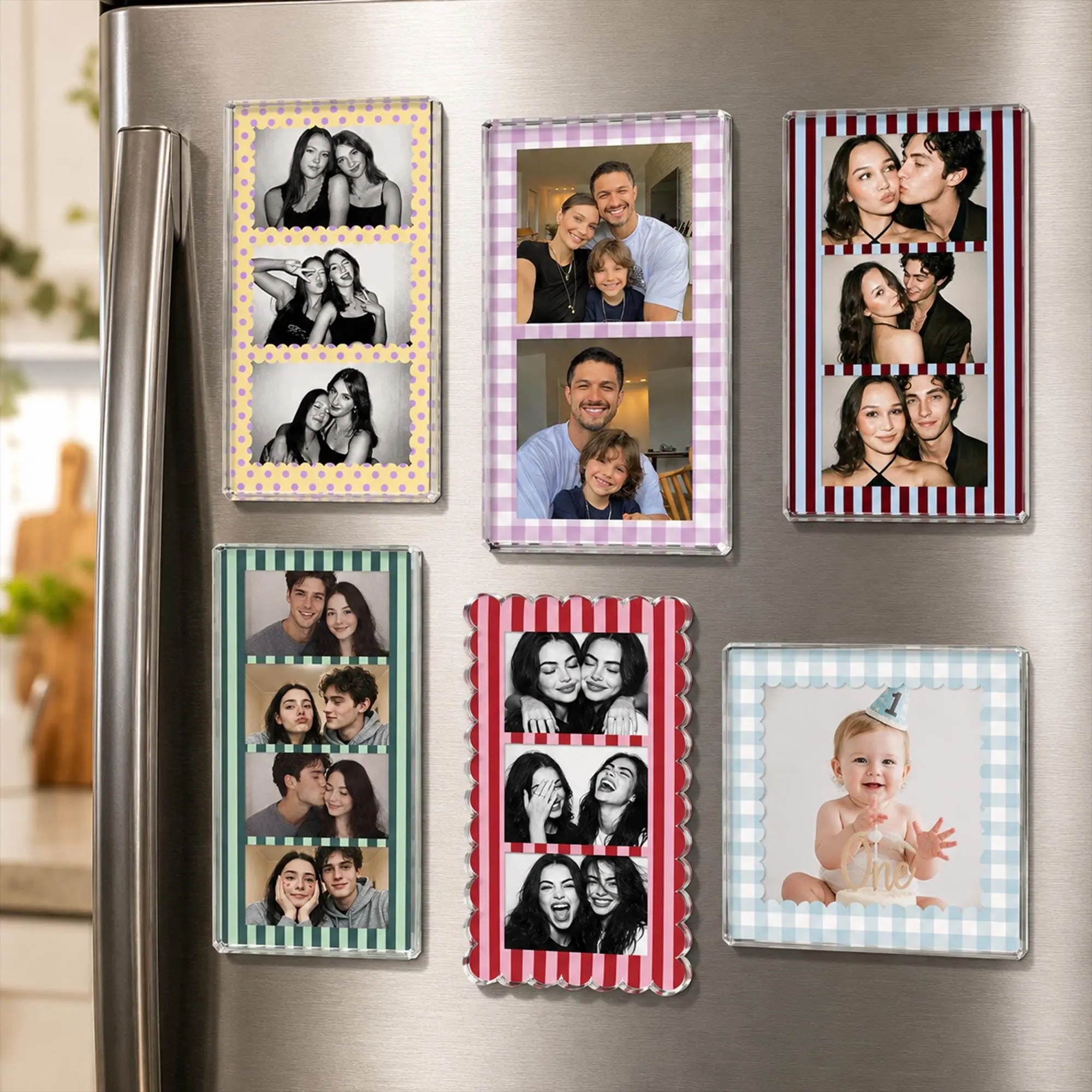 Personalized Strip Photobooth Acrylic Magnet, Custom Couples Photo Magnet, Besties Photo Magnet, Family Photo Magnet, Kids Photo Magnet Unique Gift for Her