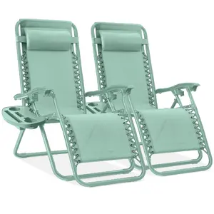 Best Choice Products Set of 2 Zero Gravity Lounge Chair Recliners for Patio, Pool w/ Cup Holder Tray