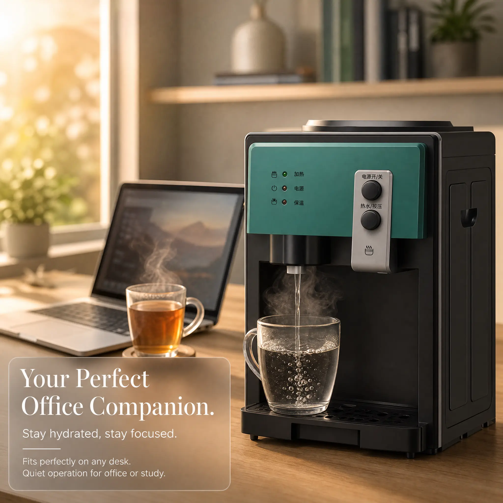 Countertop Plastic Bottled Water Beverage Dispenser - Over-the-Counter, Dual Temperature Settings, Hot Water Button, Suitable for Home, Dorm Use (Everyday Coffee & Beverage Prep)