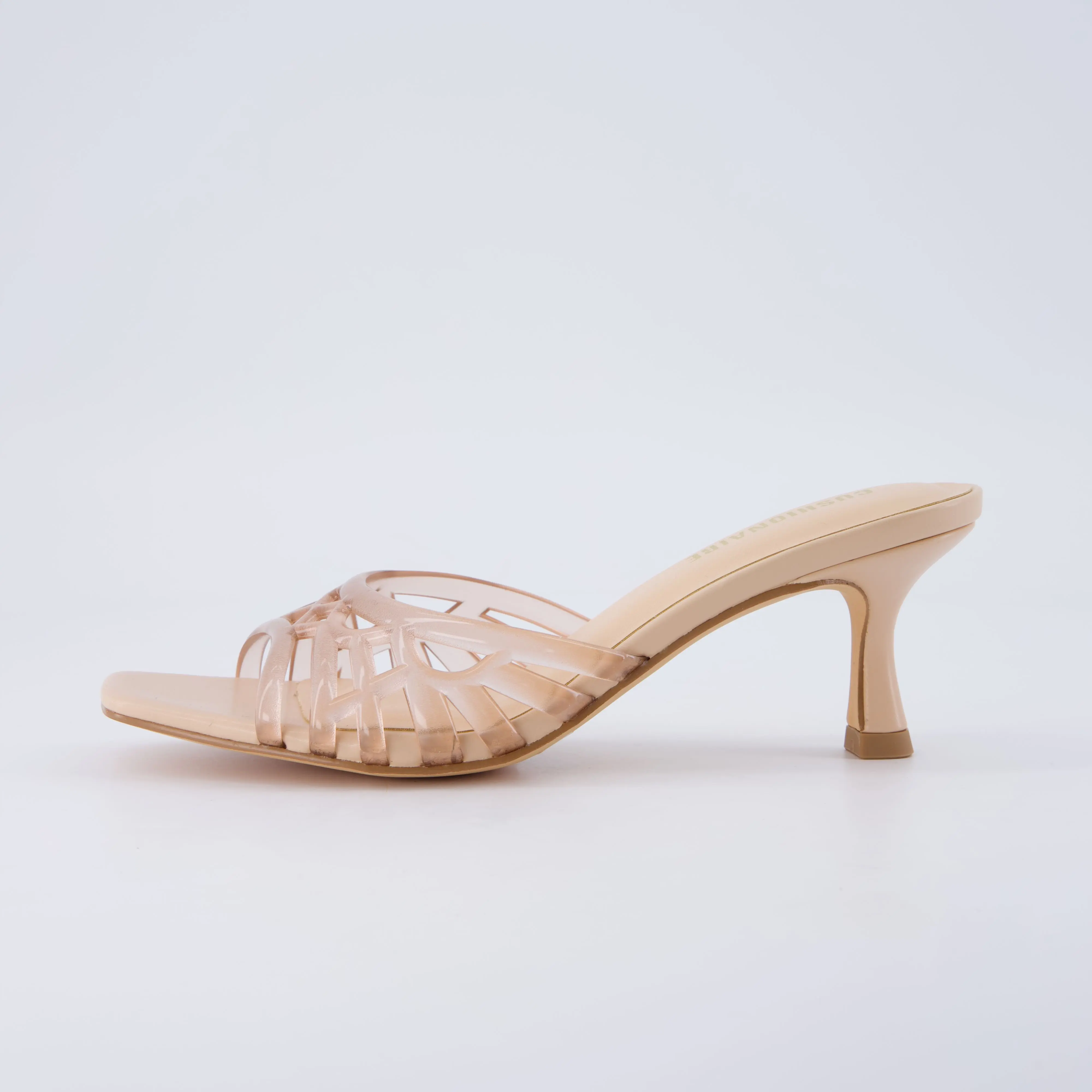 Cushionaire Naty Jelly Kitten Heels For Women | Chic Slip On Mule Design With Modern Open Square Toe | Stylish Dressy Heels For Everyday Outfits