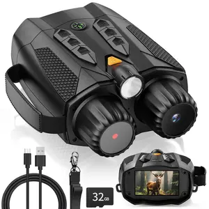 MINENER 4K Night Vision Goggles with compass&32GB Card,NiteHawk Binoculars with 3"Large Screen,10X Zoom+7 IR Levels,Suitable for home security,Hunting,Outdoors Telescopes,Camping,Gift for man,Birthday gift Hiking Essentials