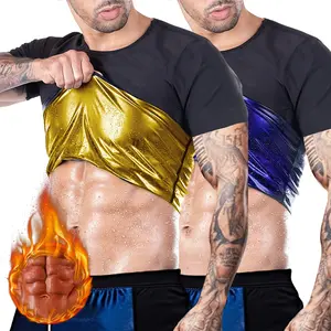 Men's Sports Sauna Top, Short Sleeve Polyester Compression Shirt with Zip-Up, Waist Trainer Sweat Enhancer for Gym Workouts, Sauna Suit Sweatshirt
