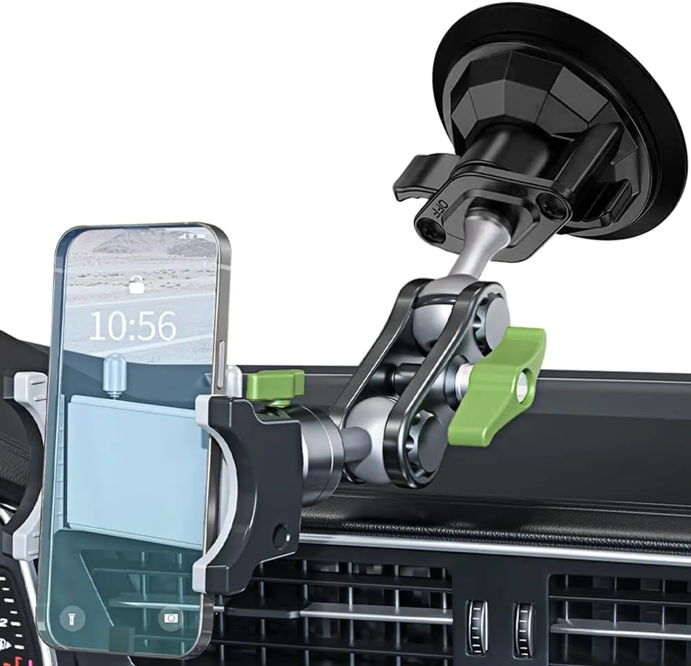 JOYTUTUS Car Phone Holder - Suction Cup Windshield & Dashboard Mount, 360° Rotating Universal Ball Head, Adjustable Arm, Strong Suction, Easy Installation, Adjustable Holder for Cars, Vehicle & Auto Accessories