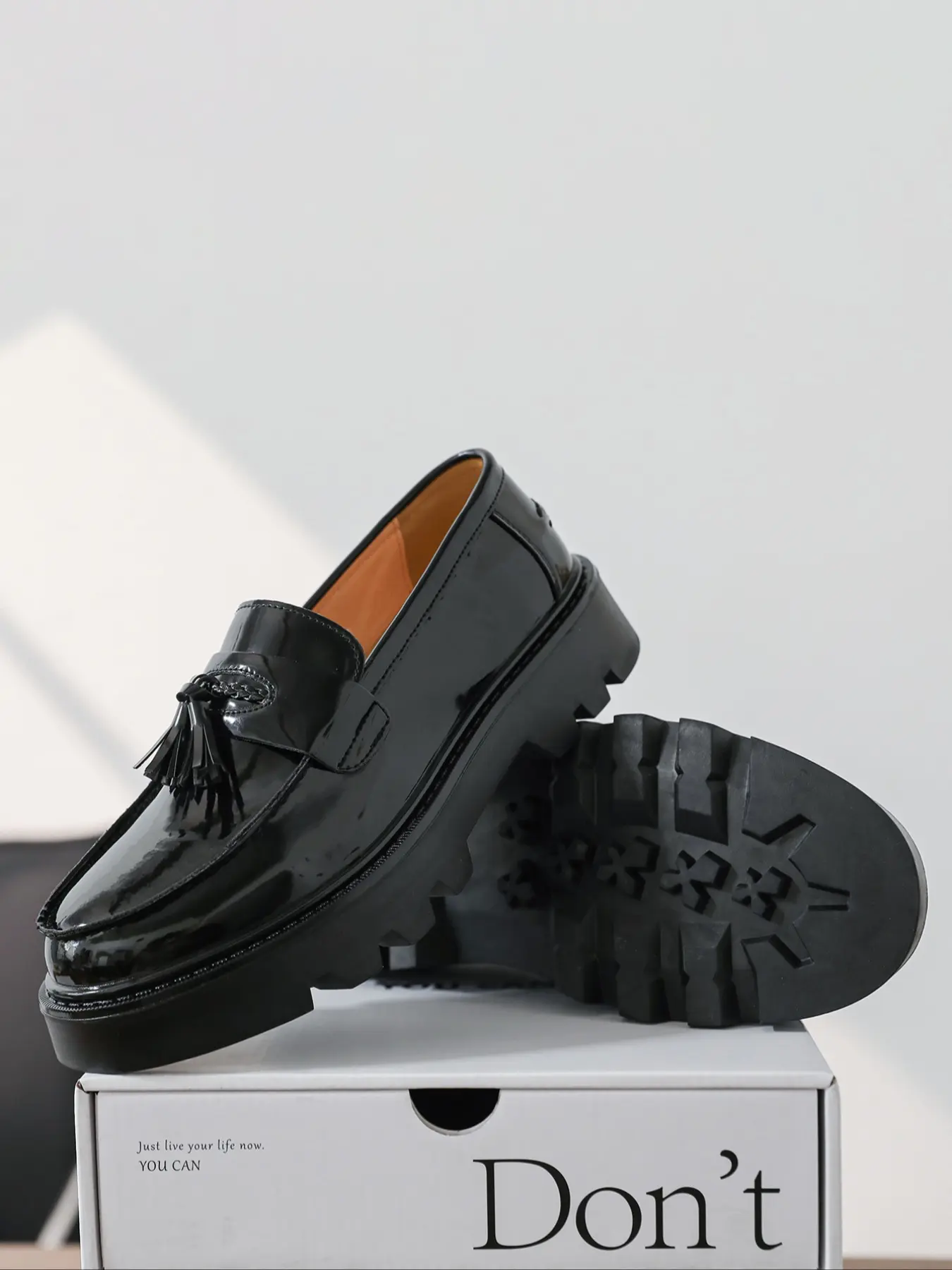 Men's Thick Sole Round Toe Loafers, Slip-On Leather Shoes, Stylish British Style, Durable Comfortable Footwear for Daily Wear