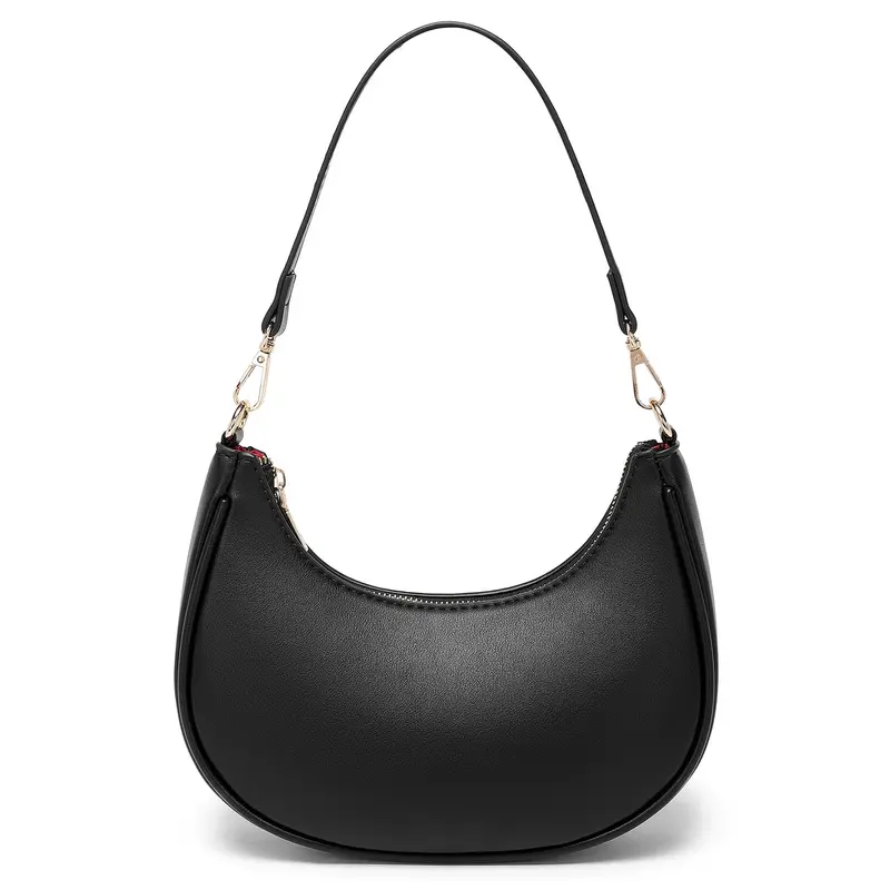 Women'S Fashionable Shoulder Bag, Crescent Bag, Scratch-Resistant And Wear-Resistant, Suitable for Shopping And Dating, Going Out for Parties, Commuting to Work,  Elegant, Simple, Casual And Cool Black Women'S Shoulder Bag