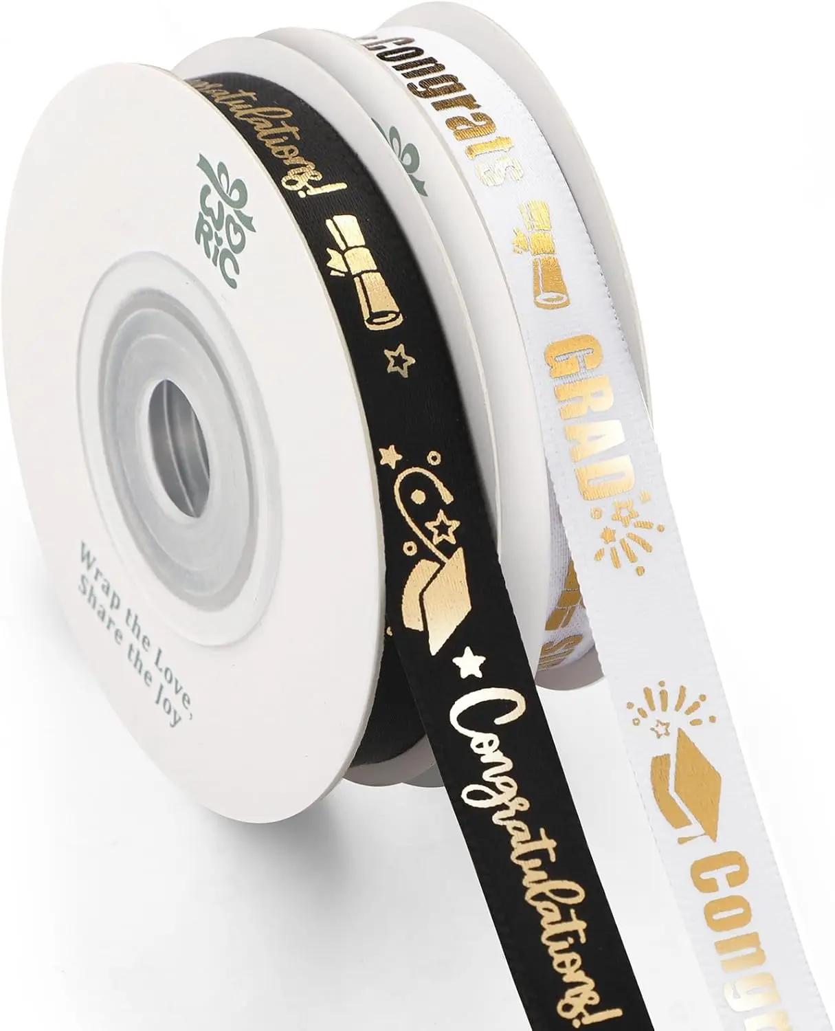 Graduation Ribbon 3/8 Inch Class of 2026 Ribbon for Graduation Gift Wrapping DIY Crafts Floral Bouquet Decorations(2 Rolls × 10 Yards Total 20 Yards)