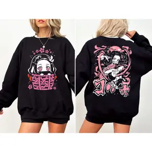 Demon Slayer Kamado Nezuko Sweatshirt, Dm Anime Hoodie, Kimetsu No Yaiba Manga Shirt, Unisex Sweater Pullover Tee