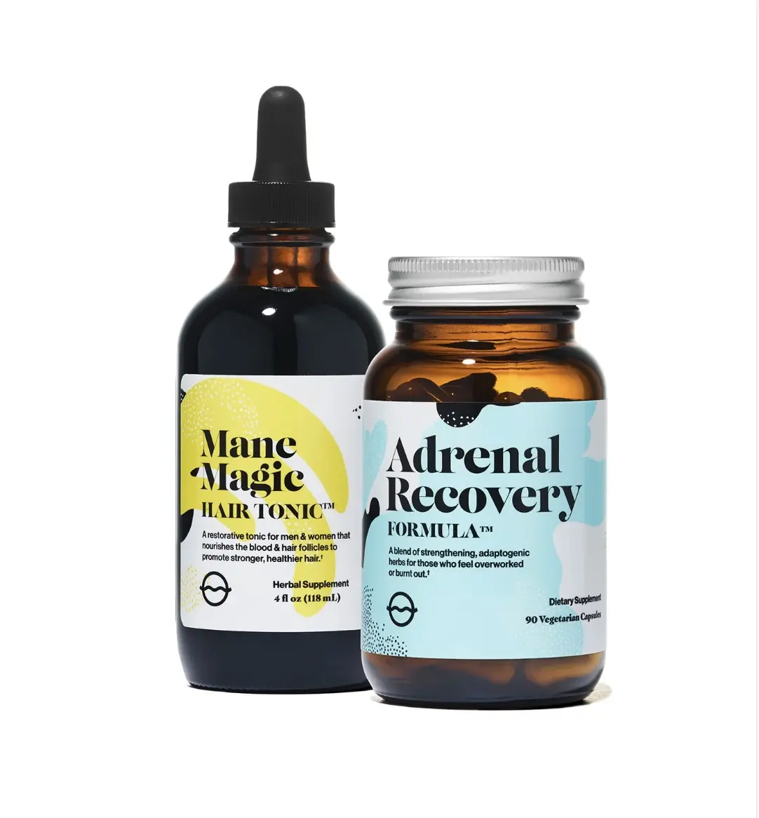 Hair Resilience Duo - Adrenal Recovery & Mane Magic Haircare Daily Herbal Formula for Strong Resilient Hair Support