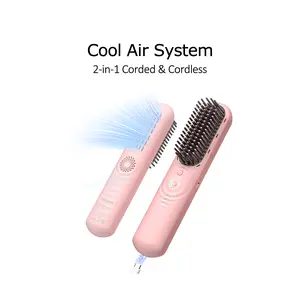 CONLWIN Cordless Straightener Brush,Mini Portable Straightener with Cool Air Setting & Hair Care,350M Negative lons for Frizz-Free,Cordless & Corded Dual-Use,Gift