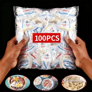 Food Fresh Keeping Cover, Reusable 100 Pieces Kitchen Storage Accessories Elastic Clear Plastic Wrap, Kitchen Utensils, Reusable Kitchen Plastic Wrap Bags, Kitchen Gadgets, Convenient Meal Prep Containers, Outdoor Food Dust Protection, Microwave Safe
