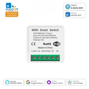 Ewelink WiFi Smart Mini Switch 16a Relay, Dual Control Voice Intelligent Switch, Alexa & Google Home Compatible, Remote Control, Timer Function light switch lights switch