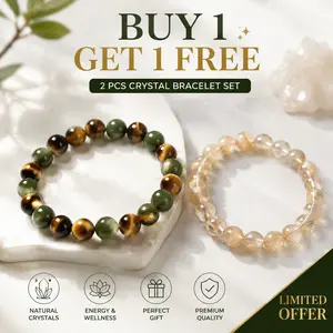 【Buy One Get One Free!!!】1 1pc Money crystal bracelets, Chinese Jade with Tiger's Eye Stone - Wealth Bracelet Beaded Jewelry Protective Bracelet Inspirational Gift Fashion Natural Crystal Bracelet Daily Recommendation Color-Block Beaded Crystal Bracelet