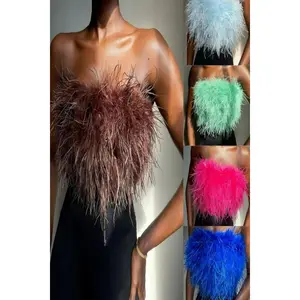 Forever Feather Off Shoulder Cropped Tube Top