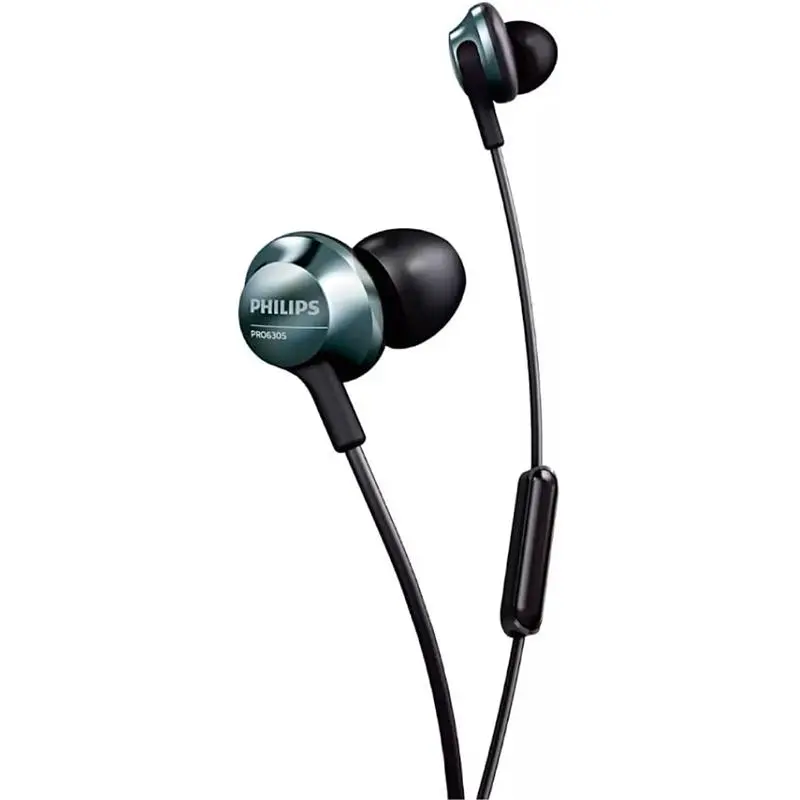PHILIPS Earbuds Headphones - High-Res Audio, Built-in Microphone, Noise Isolating Noise Cancellation, 3 Sizes of Ear Caps, Ergonomic Design (Black/Silver), Electronic