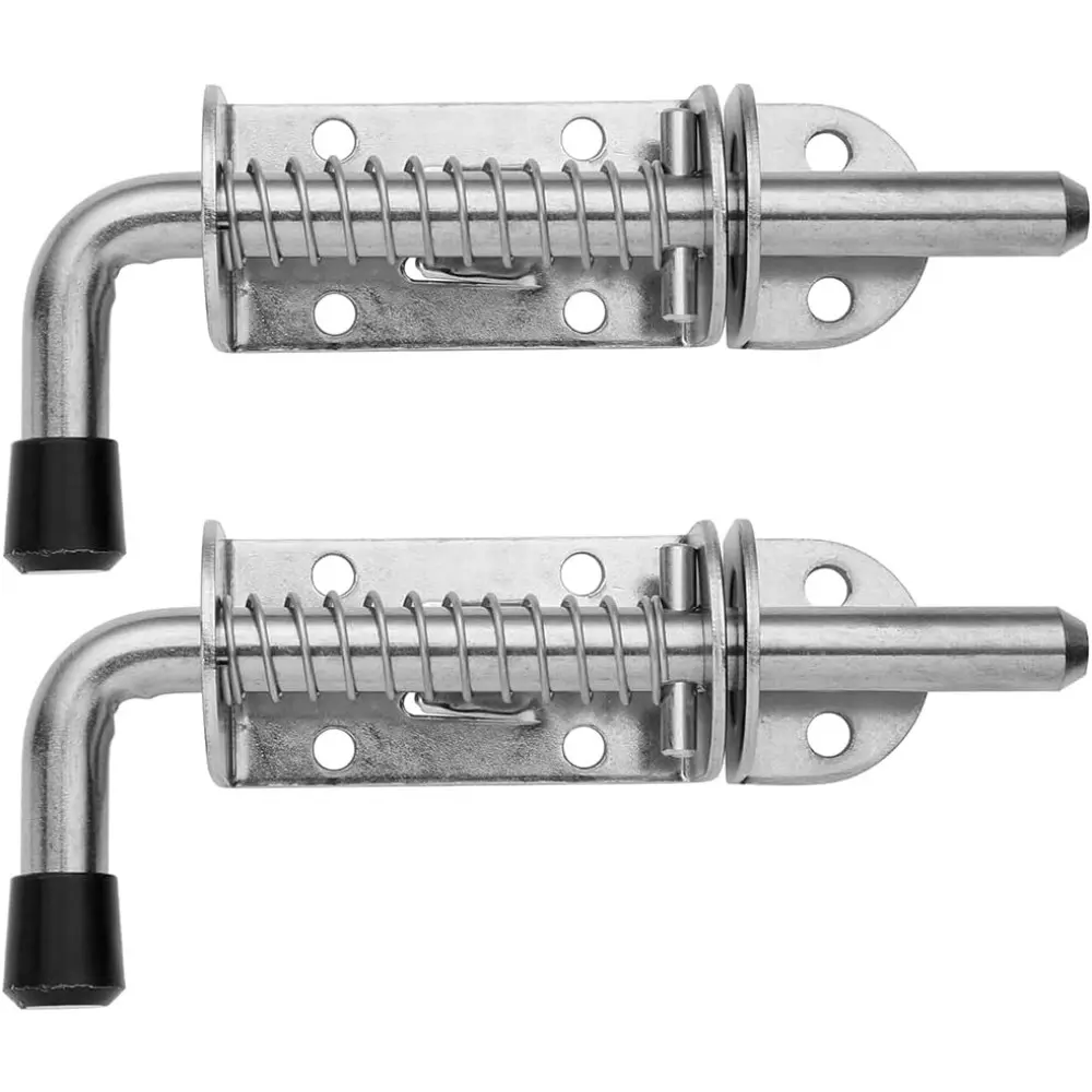 2 Pack 304 Stainless Steel Barrel Bolt Heavy Duty Stainless Steel Spring Loaded Barrel Bolt Latch Lock, Latch Pin for Door Shed Gate or Tailgate Trailer Garage 5 Inch Brushed Finished