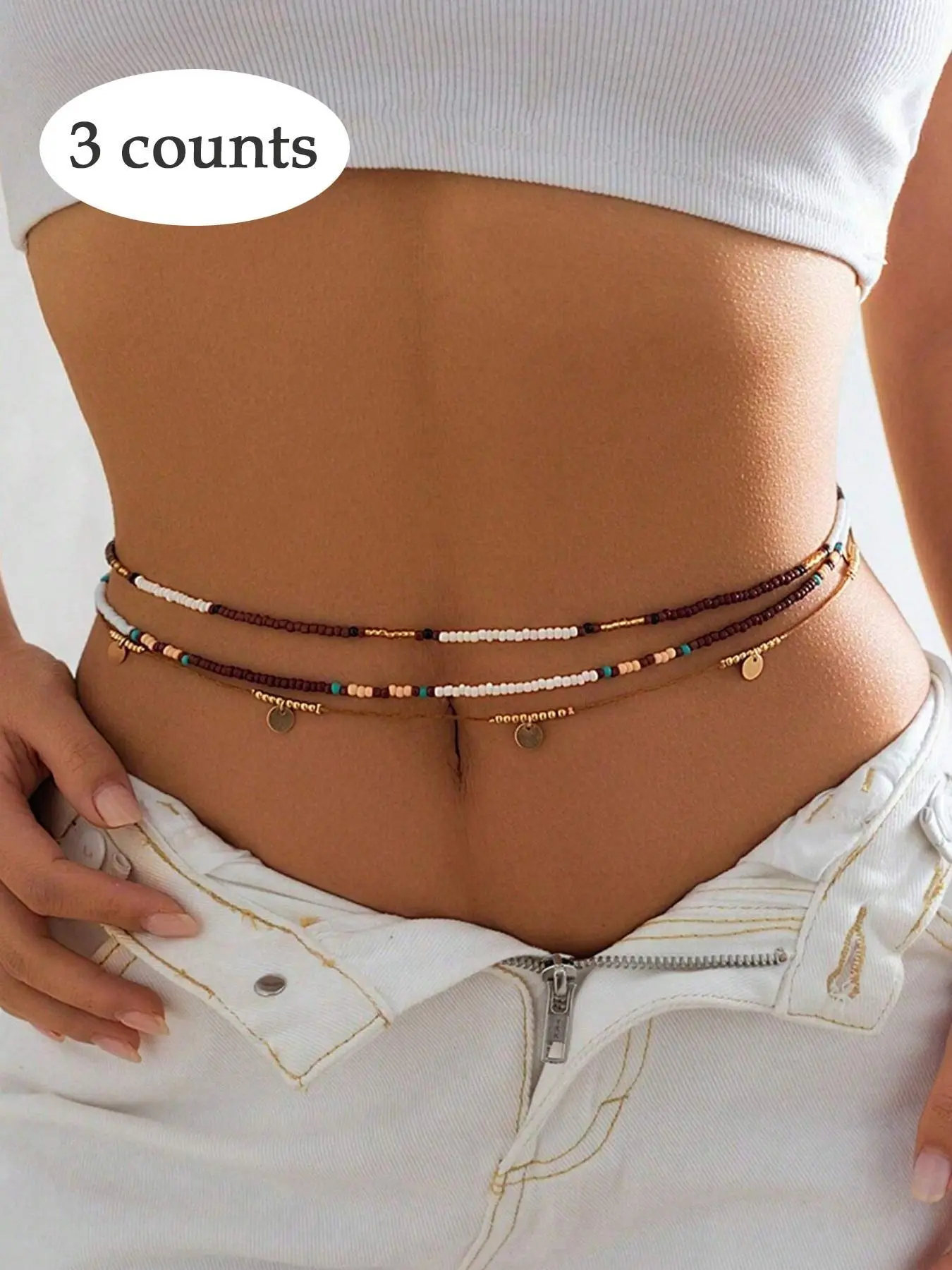Women's Sexy Boho Beaded Adjustable Waist Chain Set, Adjustable Jewelry, Body Jewellery, Vacation Style Body Belly Chain for Beach, Waistbeads, Body Chains, Fashion Accessories for Party, Daily Clothing Decor for Women