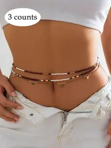 Women's Sexy Boho Beaded Adjustable Waist Chain Set, Adjustable Jewelry, Body Jewellery, Vacation Style Body Belly Chain for Beach, Waistbeads, Fashion Accessories for Party, Daily Clothing Decor for Women