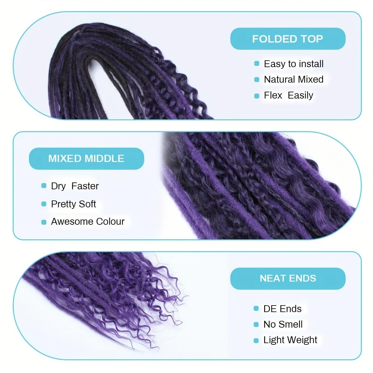 "15Pcs Mixed Double Ended Dreadlock Extensions 24 Inch Dreads Handmade Boho Hippie Style Straight & Curly Dreadlocks Hair Extensions For Women "	