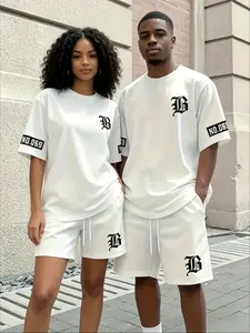 New Couples' T-shirt and Shorts Set The men's and women's versions use the same sizing system. Please ensure you purchase two sets, selecting one men's set and one women's set. This item is sold as a single set.