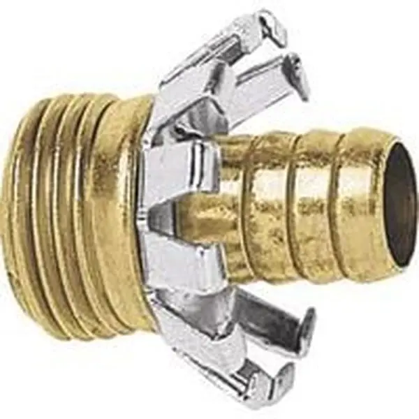 Gilmour Mfg 3/4 in. Male Clinch Coupler C34M, Clincher Fingers Hold Coupler, Durable Brass Construction, Repairs Plastic or Rubber Hoses