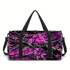 Lightweight Rattan Camouflage Travel Duffel Bag with Adjustable Shoulder Strap Large Capacity Multi Pocket for Gym Yoga Short Trips