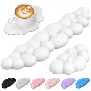 TECKNET Cloud Keyboard Wrist Rest Set, Cloud Wrist Rest with Non-Slip Base, PU Leather Wrist Pad for Keyboard with Ergonomic Memory Foam for Computer Laptop Office Gaming and Pain Relief