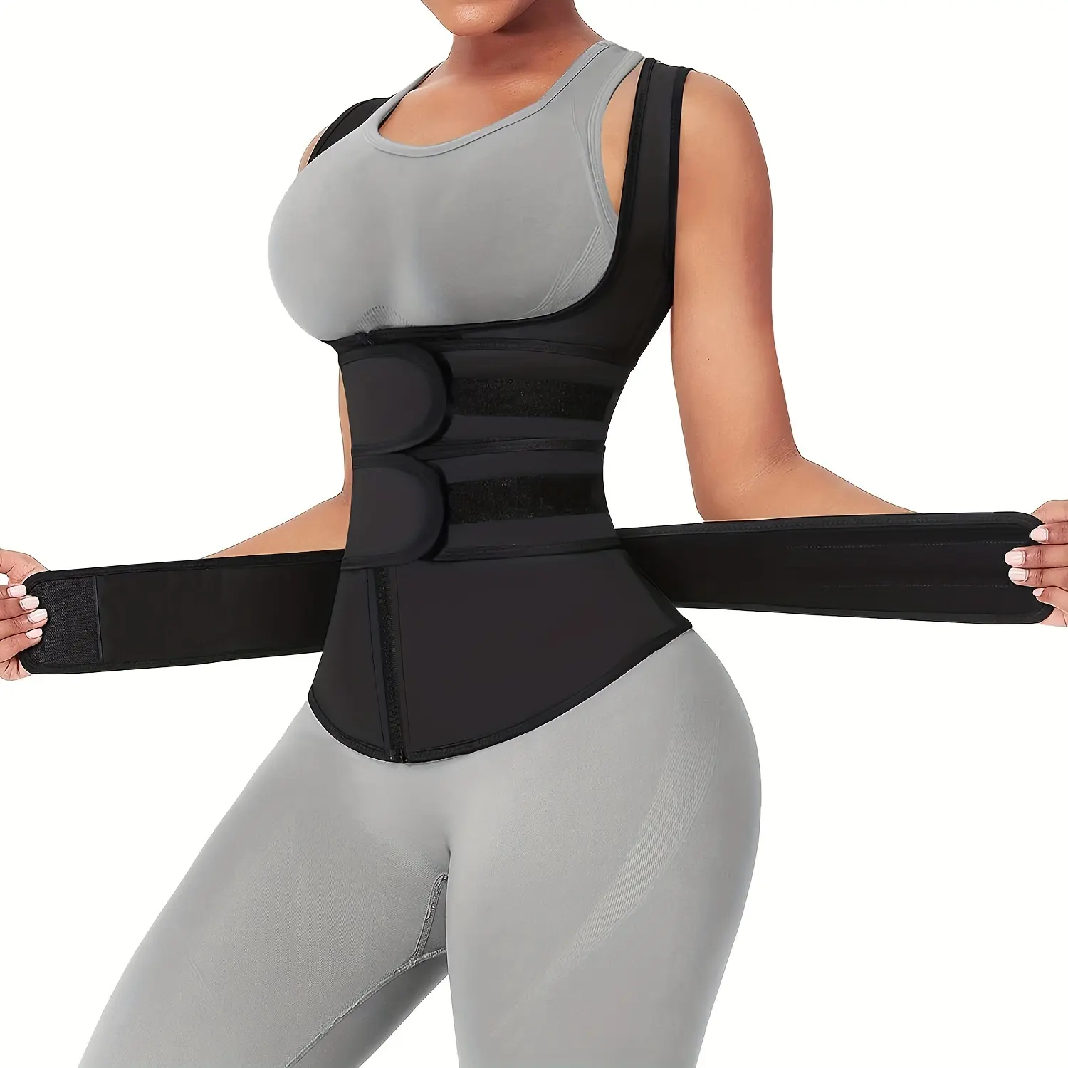 Women's Zipper Front Sports Vest, Sleeveless Compression Top for Exercise and Sports Support to Tighten Waist