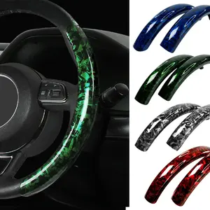 Froged Carbon Steering Wheel Covers, Anti-Slip Clip Auto Steering Wheel Cover, Universal Fit D-Shape O-Shape 14.5" to 15" for Men Women 1 Pair Automotive Steeringwheelcover Black