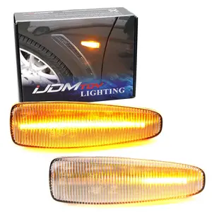 iJDMTOY Clear Sequential Blink Amber LED Side Marker Light Assembly For Mitsubishi Lancer Evo X Mirage Outlander Sport, Powered by 36-SMD LED