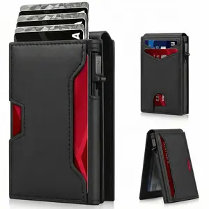 2026 Upgraded Pop Up Wallet for Men, RFID Blocking Leather Card Holder Wallet, Slim Minimalist Wallet with 7–11 Card Capacity & ID Window Bifold Wallet Pefect Gift