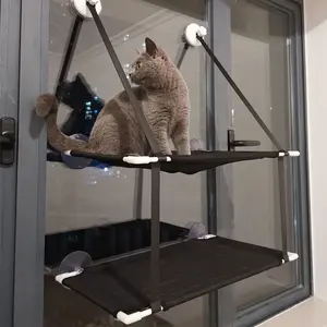 New Cat Hammock with Suction Cup Design, Double Layer Cat Bed for Fat Cats, Balcony Pet Cradle for Indoor & Outdoor Use