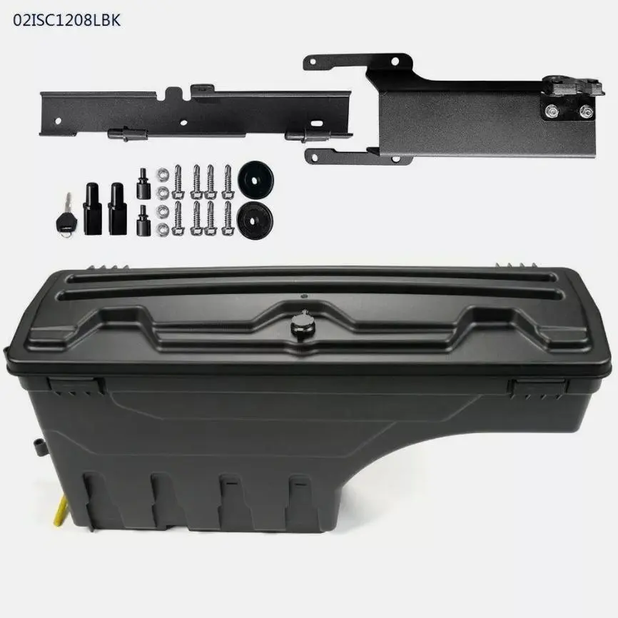CROSSDESIGN Lockable Rear Left Truck Bed Storage Tool Box for 2015-2020 Ford F150, High-Quality ABS Composite, Weatherproof, Dust-Proof, M8 Bolts-Included Easy Installation, Key-Equipped Accessory, Trays, Overlanding Truck Conversion Stowing & Tidying