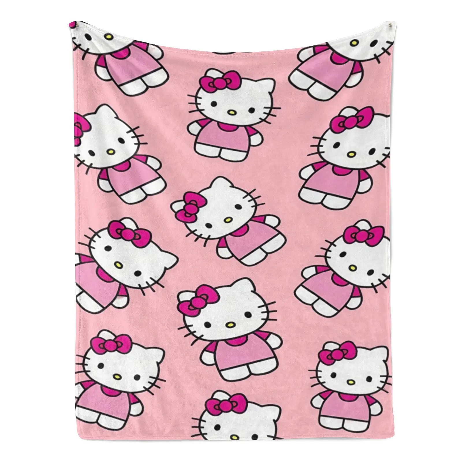 Sanrio Cute Pink Hello Kitty Full Print Plush Blanket Soft Lightweight Throw for Bedroom Living Room Trendy Cozy Decor