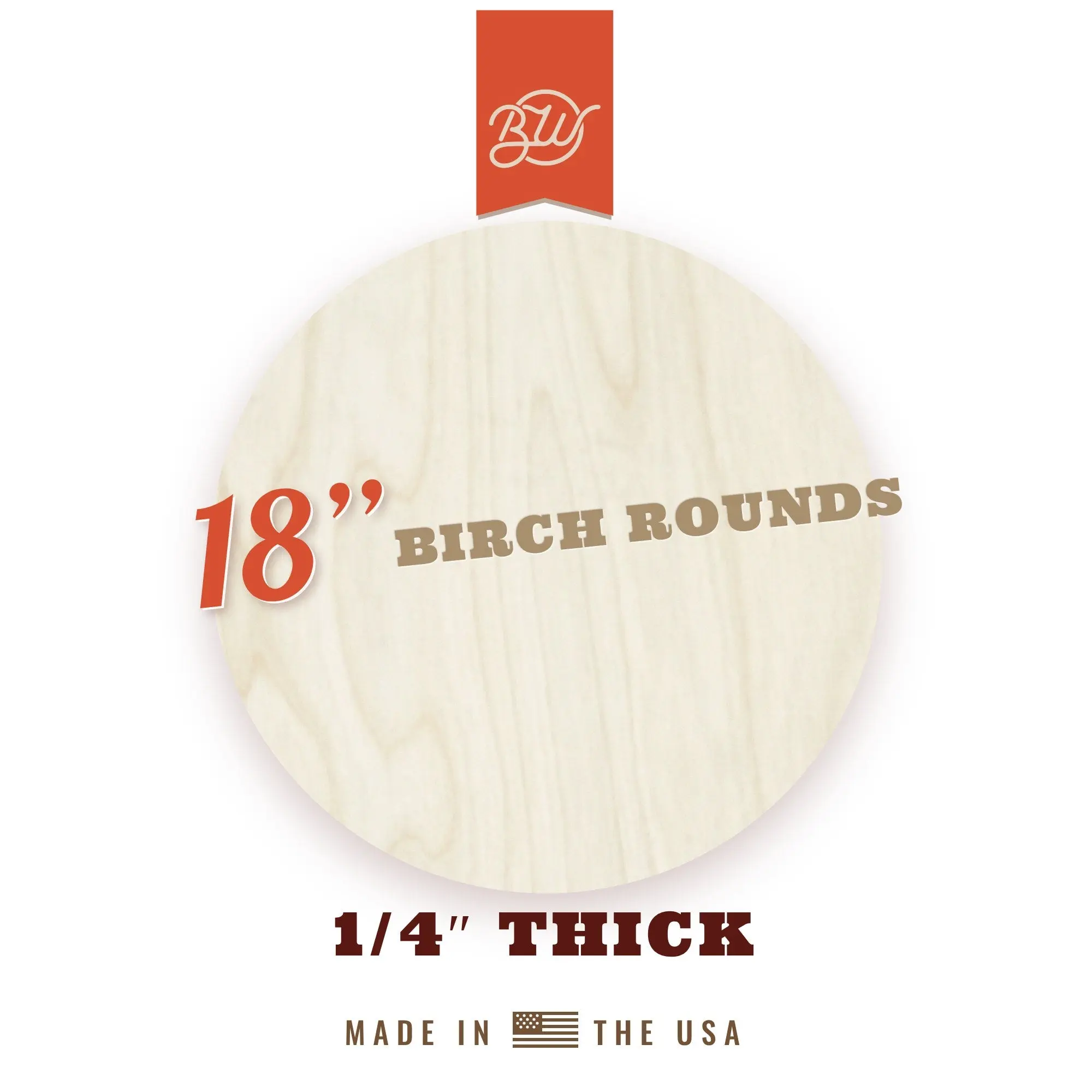 Bulk 18" Birch Wood Rounds · 1/4" Thick · 10–200 Packs — Wholesale