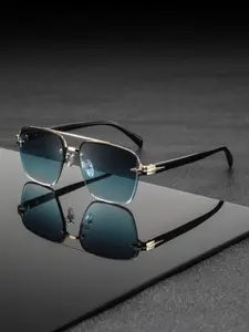 Men's Metal Flat Top Half Frame Glasses, Elegant Business Style, Lightweight Luxury, Casual Fashion, All Seasons, Zinc Alloy, Trendy Beach Eyewear