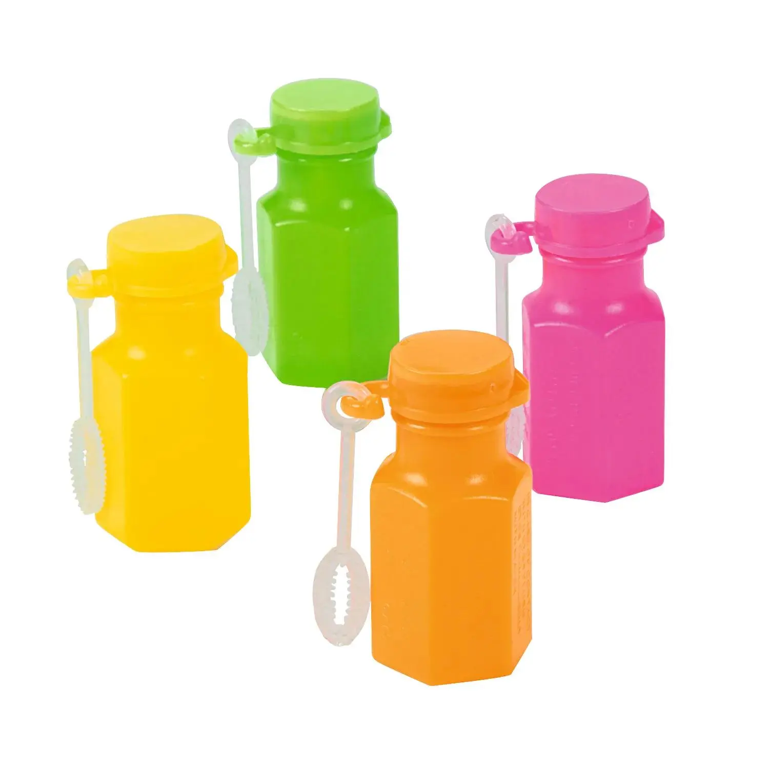 Neon Plastic Mini Hexagon Bubble Bottles Set - 1 3/4" Size, 3 oz, 48-Pc Bulk Pack with Wands, Ideal for Birthday Decoration, Picnic Play (Toys & Hobbies, Sports & Outdoor Play)