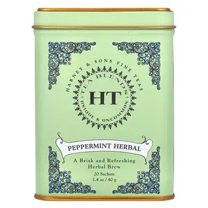 Harney & Sons HT Tea Blends, Peppermint Herbal, Caffeine Free, 20 Sachets, 1.4 oz (40 g)