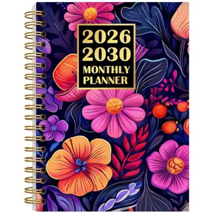 2026-2030 Monthly Planner/Calendar - January 2026 to December 2030, 5-Year Monthly Planner, Large Purple Flower Theme Cover Design Notebook, Yearly Calendar Planning, Monthly Tabs, 60-Month Calendar, 5.5 x 8.3 inches, 71 Sheets/142 Pages Thick Paper, Elas
