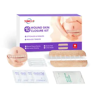 SIMELO Wound Skin Closure Kit (10-Piece Set, 1 Adjustable Zip Closure Strip with 8 Locks) – Stitchless & Painless Wound Closure Strips, Zip Stitch Suture Alternative, Adjustable Tension, First Aid for Minor Cuts, Lacerations & Small Wounds